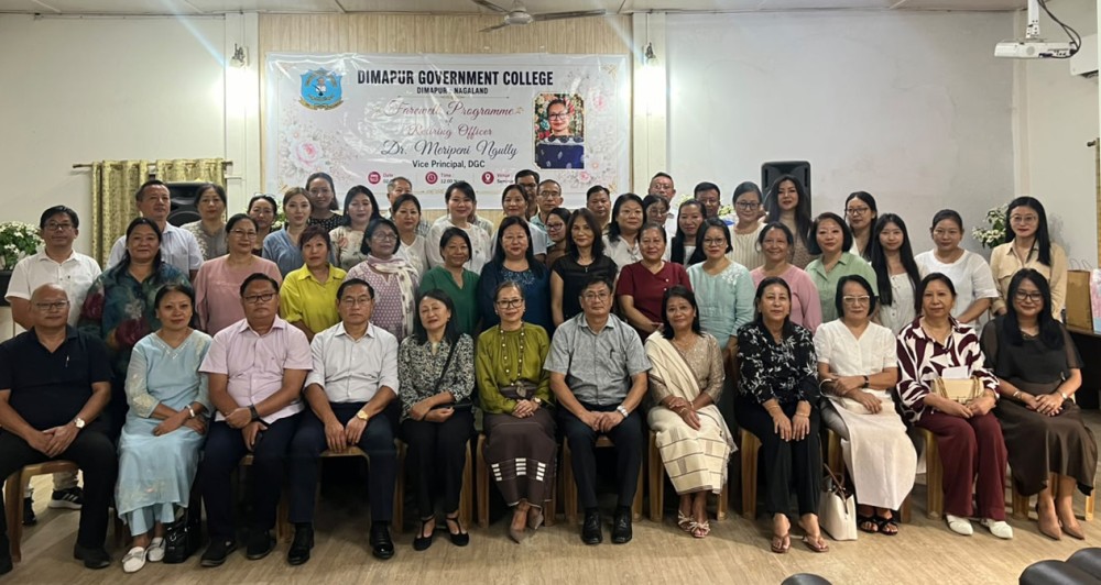 Retiring officer Dr. Merpeni Ngully with Principal, VP, faculty, staff, family & friends.